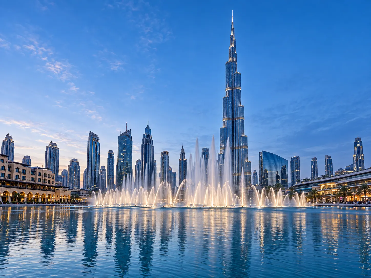 Full Burj Khalifa and Dubai Fountain